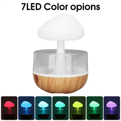 Nawilżacz Powietrza Chmurka Deszczowa - Kolorowa Lampka Nocna Grzybek, Dyfuzor Olejków Eterycznych, Gradient RGB 🌈
