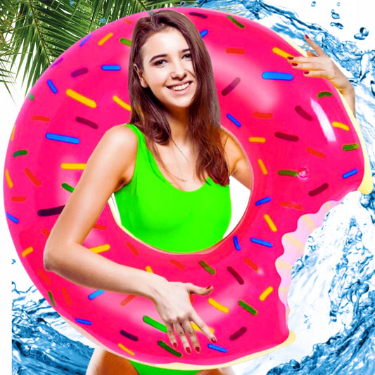 Nadmuchiwane Koło do Pływania Donut - Różowy Pączek Plażowy