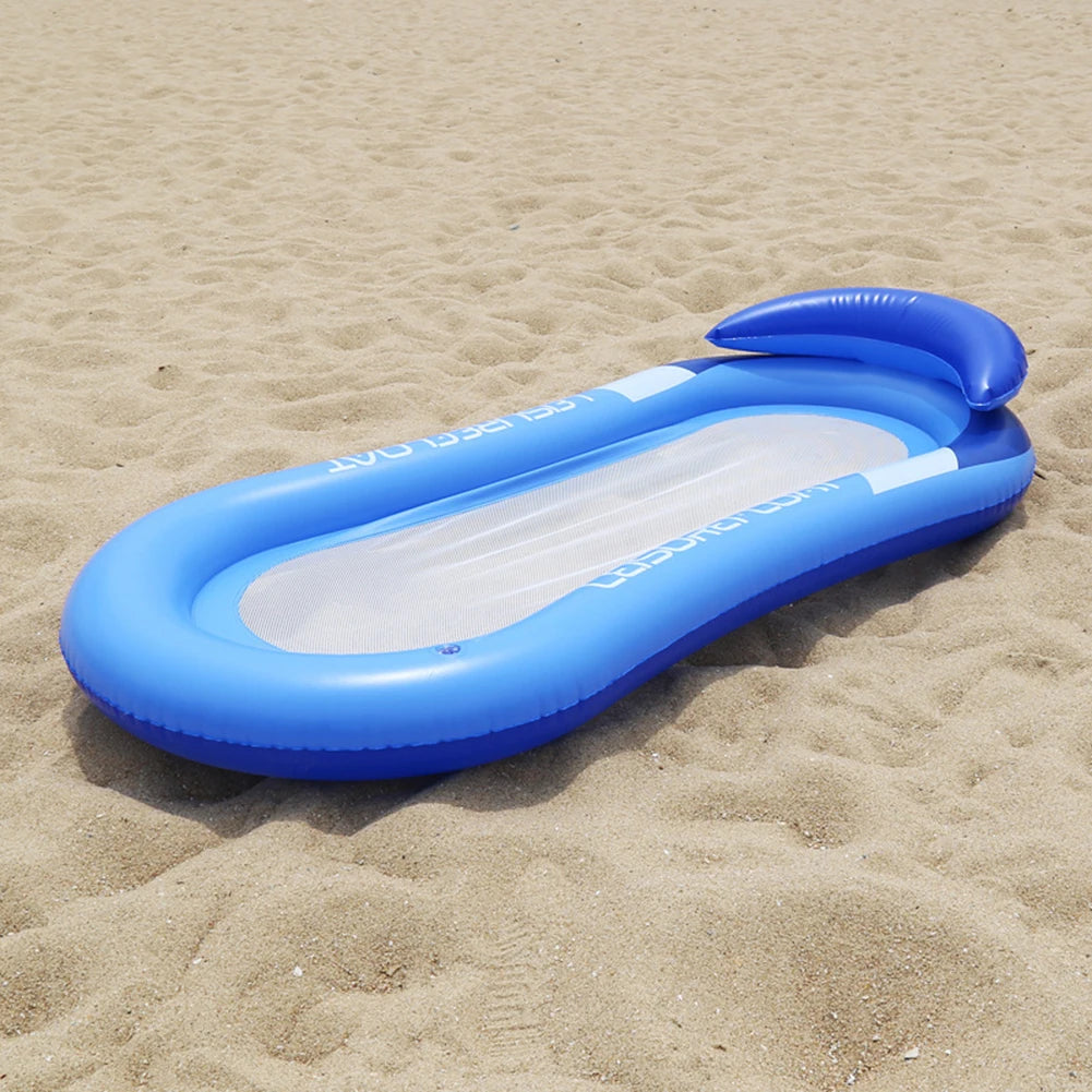 Składany Nadmuchiwany Materac Pływający PVC - Przenośny Materac Wodny z Pompką do Basenu, na Plażę i Letnie Party