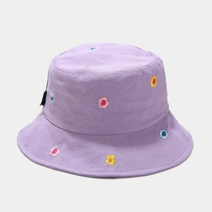 Bawełniany Kapelusz Bucket Hat z Kwiatowym Haftem