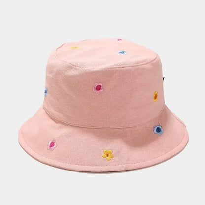Bawełniany Kapelusz Bucket Hat z Kwiatowym Haftem