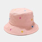 Bawełniany Kapelusz Bucket Hat z Kwiatowym Haftem