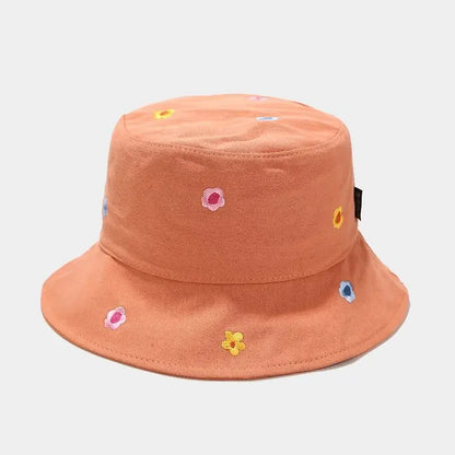 Bawełniany Kapelusz Bucket Hat z Kwiatowym Haftem