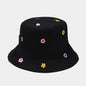 Bawełniany Kapelusz Bucket Hat z Kwiatowym Haftem
