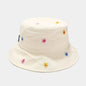Bawełniany Kapelusz Bucket Hat z Kwiatowym Haftem