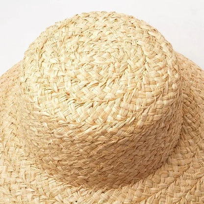 Mama i Córka Słomkowy Kapelusz Przeciwsłoneczny z Ręcznie Robionym Plecionym Rondem i Wiązaniem - Retro Styl na Plażę i Wakacje, Ochrona UV, Idealny na Lato 2025