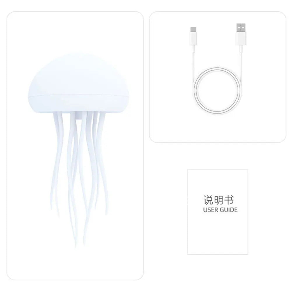 Lampka Nocna LED w Kształcie Meduzy - Sterowanie Głosowe, Ładowanie USB-C, Gradient RGB, Dekoracja Świąteczna, Prezent dla Dzieci 🎁