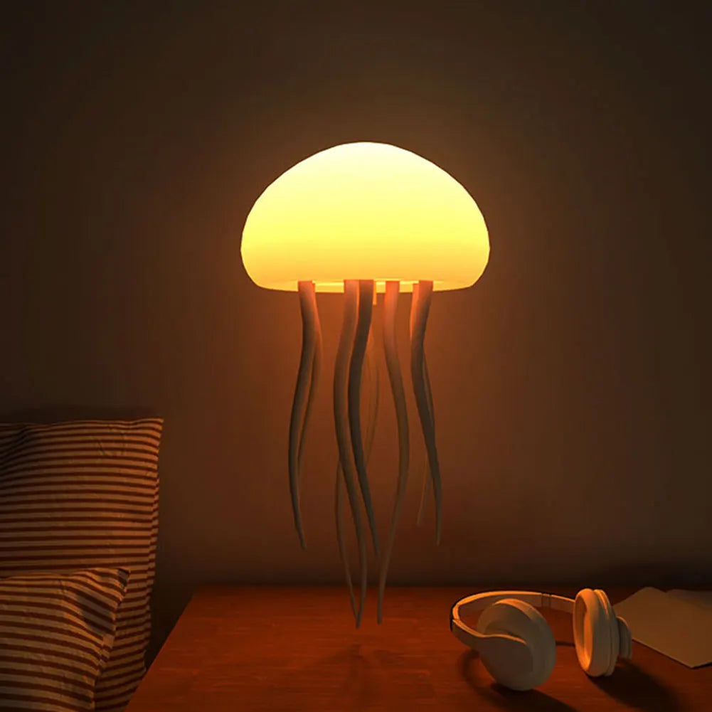 Lampka Nocna LED w Kształcie Meduzy - Sterowanie Głosowe, Ładowanie USB-C, Gradient RGB, Dekoracja Świąteczna, Prezent dla Dzieci 🎁