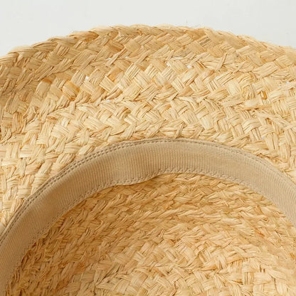 Mama i Córka Słomkowy Kapelusz Przeciwsłoneczny z Ręcznie Robionym Plecionym Rondem i Wiązaniem - Retro Styl na Plażę i Wakacje, Ochrona UV, Idealny na Lato 2025